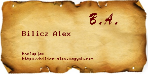 Bilicz Alex névjegykártya